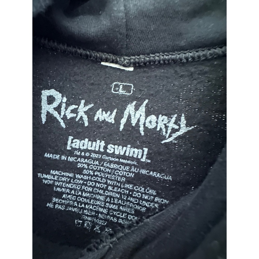 Rick and Morty Adult Swim Black Graphic Hoodie Skateboard Back Print Mens Large - Picture 5 of 8